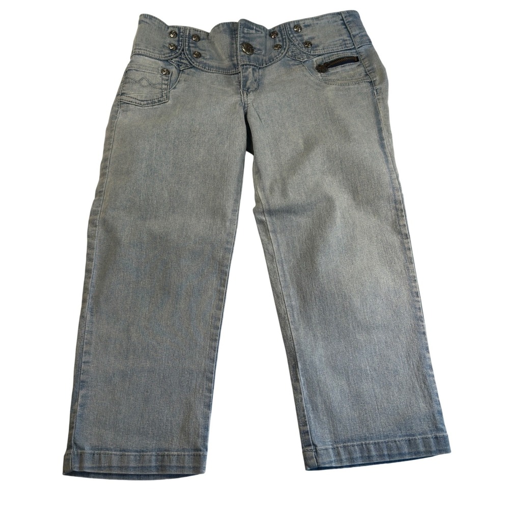 Chantti Capri Jeans Y2K Light Wash Denim Button Waist Blue‎ Size 10